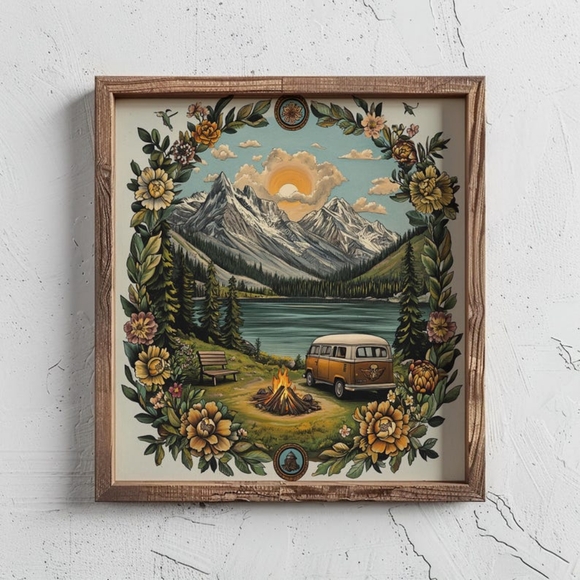 InkFoxGallery Other - Vintage Camping & Traditional Tattoo Flash Art Print- Outdoors Nature Ink Design